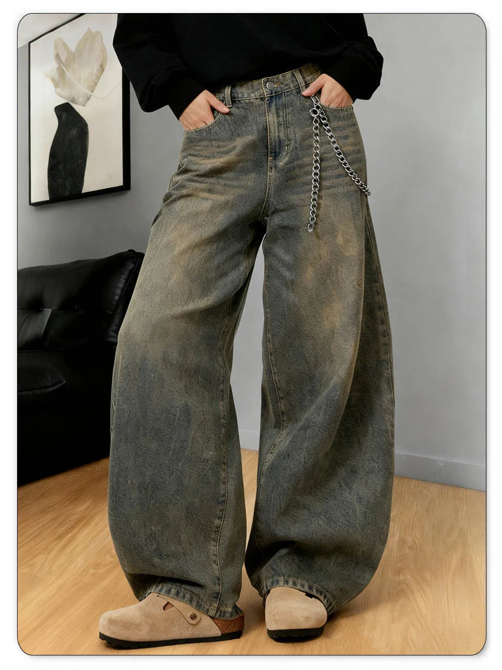 Amerikai retro bő szárú farmernadrág férfi koreai utcai viselet kopott y2k ruházat hétköznapi hétköznapi négy évszak farmernadrág unisex