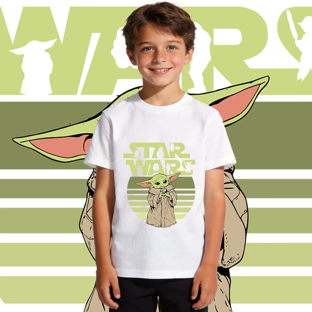 Star Wars Yoda baba Yoda mintás gyerek pamut póló lezser rövid ujjú póló fiúknak és lányoknak kisgyermek nyári felső