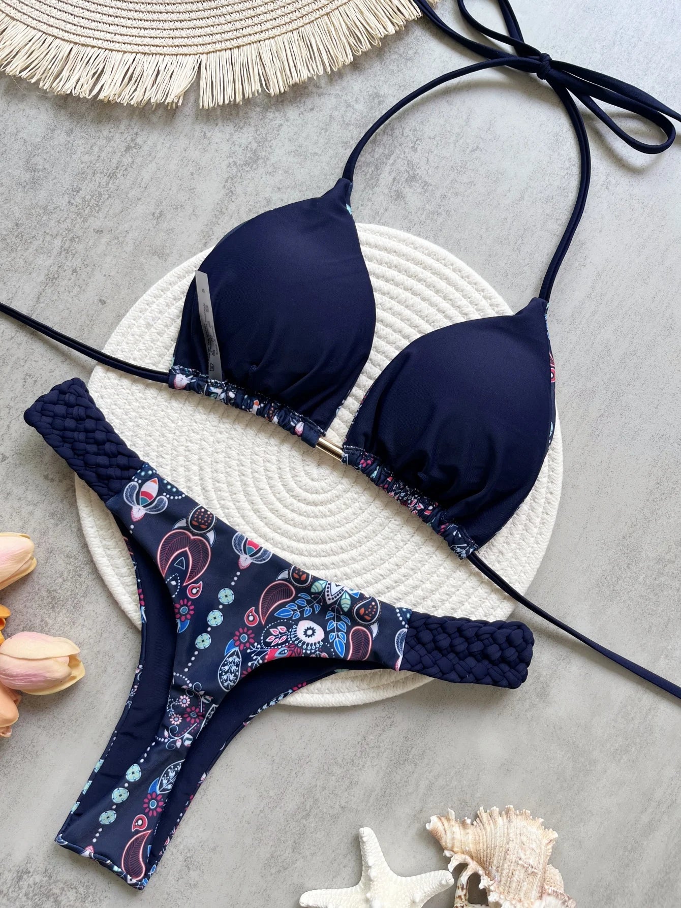 RUOTONSEPT nyomtatott pántnélküli mini tanga magas kivágású bikini női fürdőruha női fürdőruha kétrészes bikiniszett fürdőruha úszás