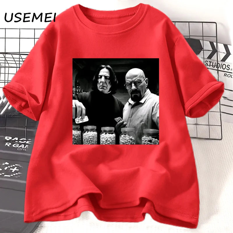Vintage Walter in Lab póló Férfi Breaking Bad póló Vicces grafikus pólók Unisex pamut rövid ujjú póló Utcai viselet