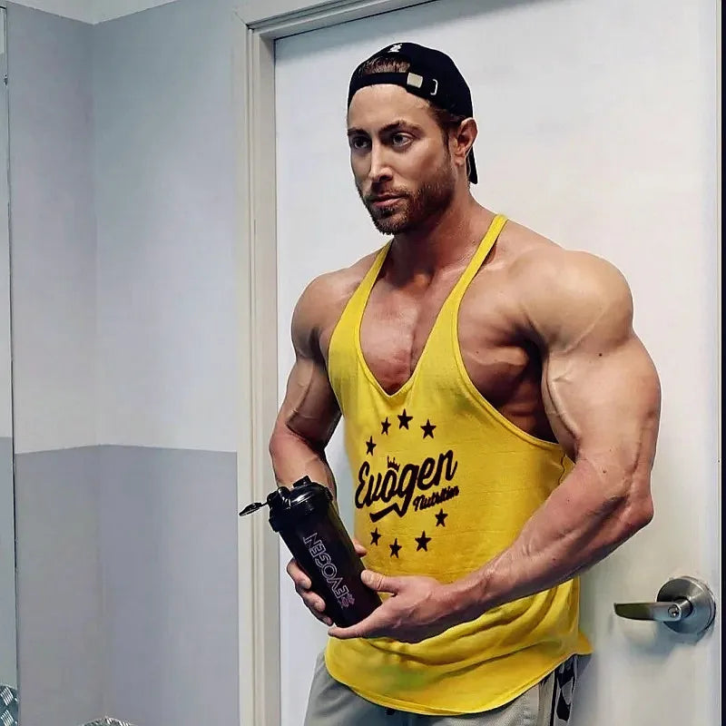 Muscle férfi sport trikó pamut edzőfelsők ujjatlan trikó férfi fitnesz