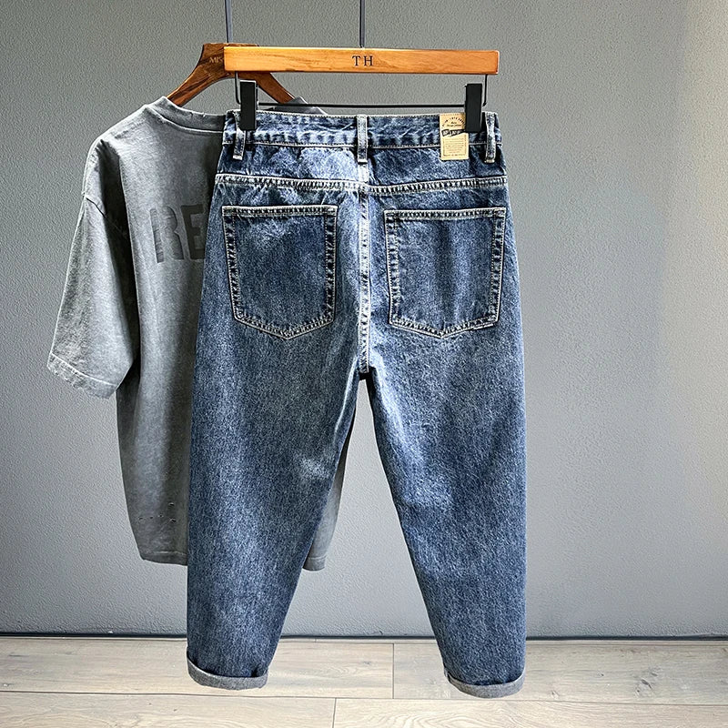 Férfi farmernadrágok Utcai divat Szűkülő nadrágok Kék Hétköznapi Személyiség Vintage Férfi Ruházat Slim Farmer