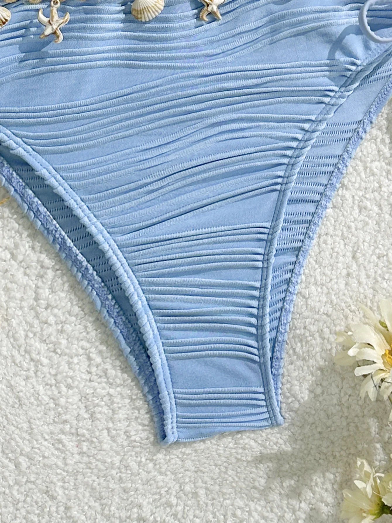 XS - XL Bandeau ráncos, magas kivágású bikini női fürdőruha női fürdőruha kétrészes bikiniszett kagyló fürdőruha úszás