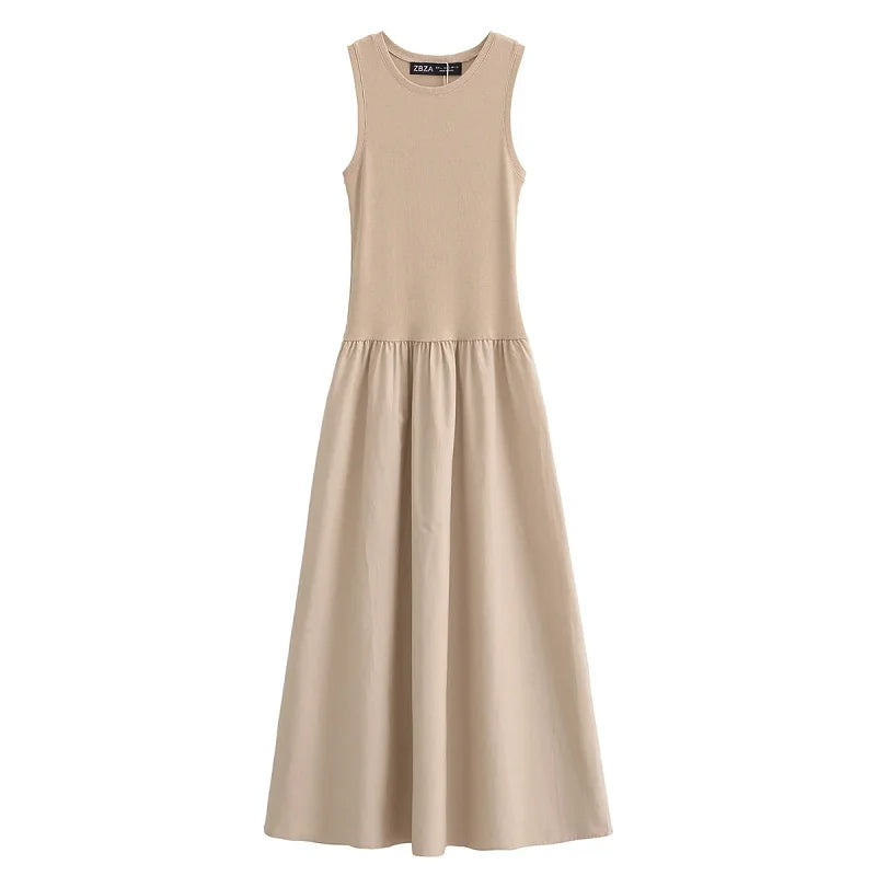HXAO Női fekete hosszú ruhák 2025 tavaszi ujjatlan elegáns ruhák divatos hétköznapi vintage party khaki ruhák Vestidos