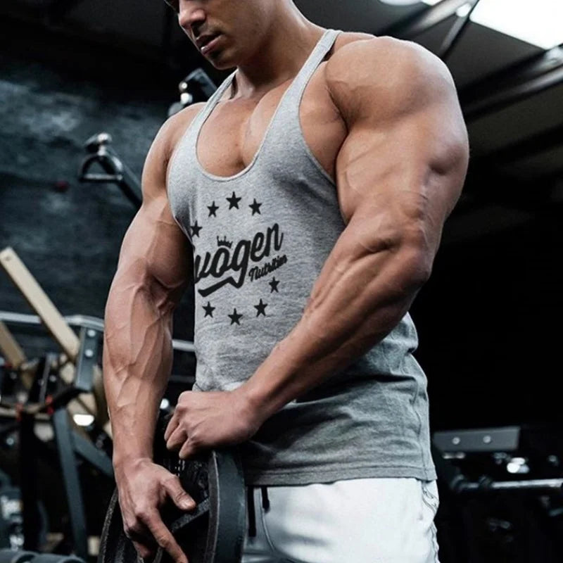 Muscle férfi sport trikó pamut edzőfelsők ujjatlan trikó férfi fitnesz