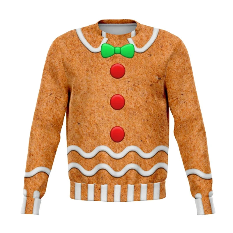 Mézeskalács ember Cosplay 3D nyomtatott grafikus karácsonyi csúnya pulóver Vintage divatos felsők