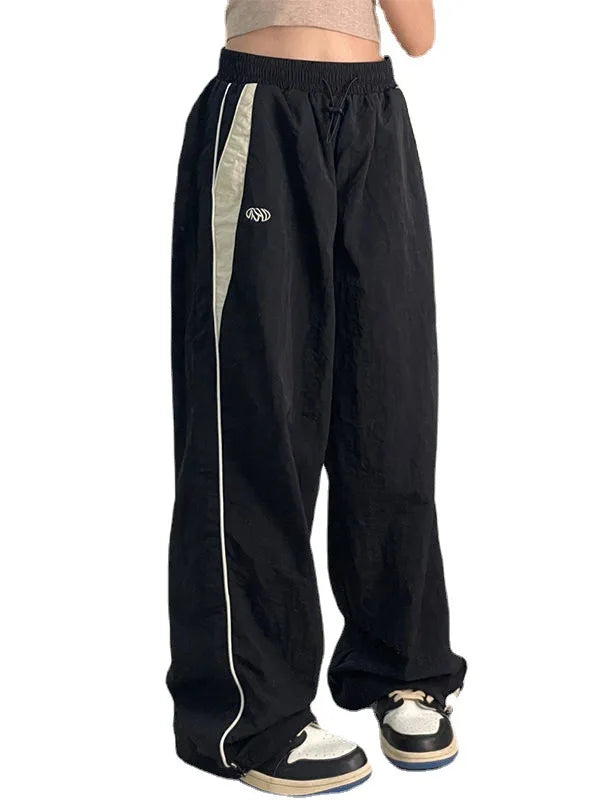 Női lezser, bő, cargo nadrág, húzózsinóros, utcai viselet, laza, túlméretezett, széles szárú, sport, vintage hip-hop, Y2K jogger nadrág