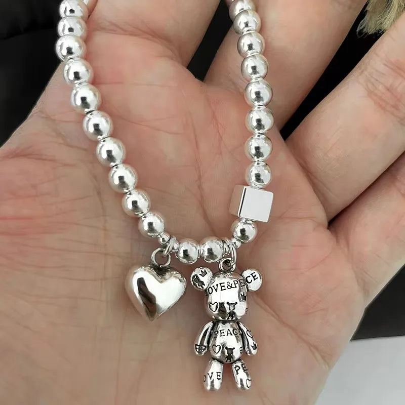 925 Sterling Ezüst Karkötők Női Gyöngyfűzős Kiegészítők Trend Vintage Egyszerű Arany Medál Party Ékszerek