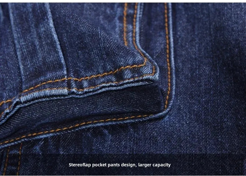 Férfi őszi/téli többzsebes, egyenes szárú, laza szabású, plus size,  farmernadrág