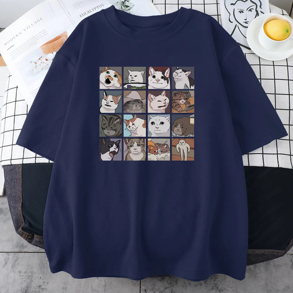Mém macskák puzzle  nyomtatott férfi pólók
