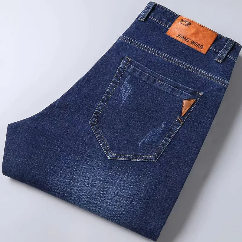 2025 Férfi ÚJ Férfi Divat Üzleti Farmer Klasszikus Stílusú Alkalmi Stretch Slim Jean Nadrág Férfi Márkás Farmer Nadrág Fekete Kék