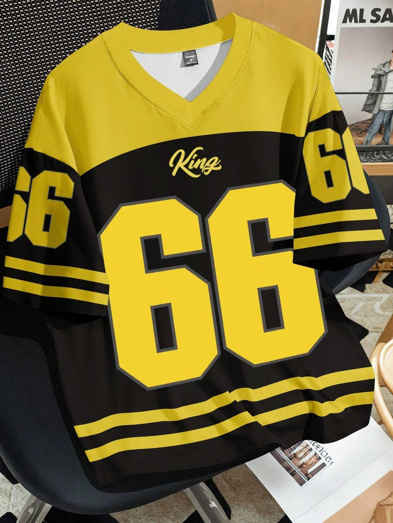Nyári divatos női ruházat No.66 V-nyakú futballmez Alkalmi sport rövid ujjú felső Harajuku páros laza póló utcai viselet