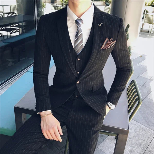 S-7XL (Zakett+Mellény+Nadrág) Divatos Butik Rácsos Formális Üzleti Férfi Öltöny 3 Részes Szett Vőlegényi Esküvői Ruha Kockás Öltöny Bemutató Színpadra