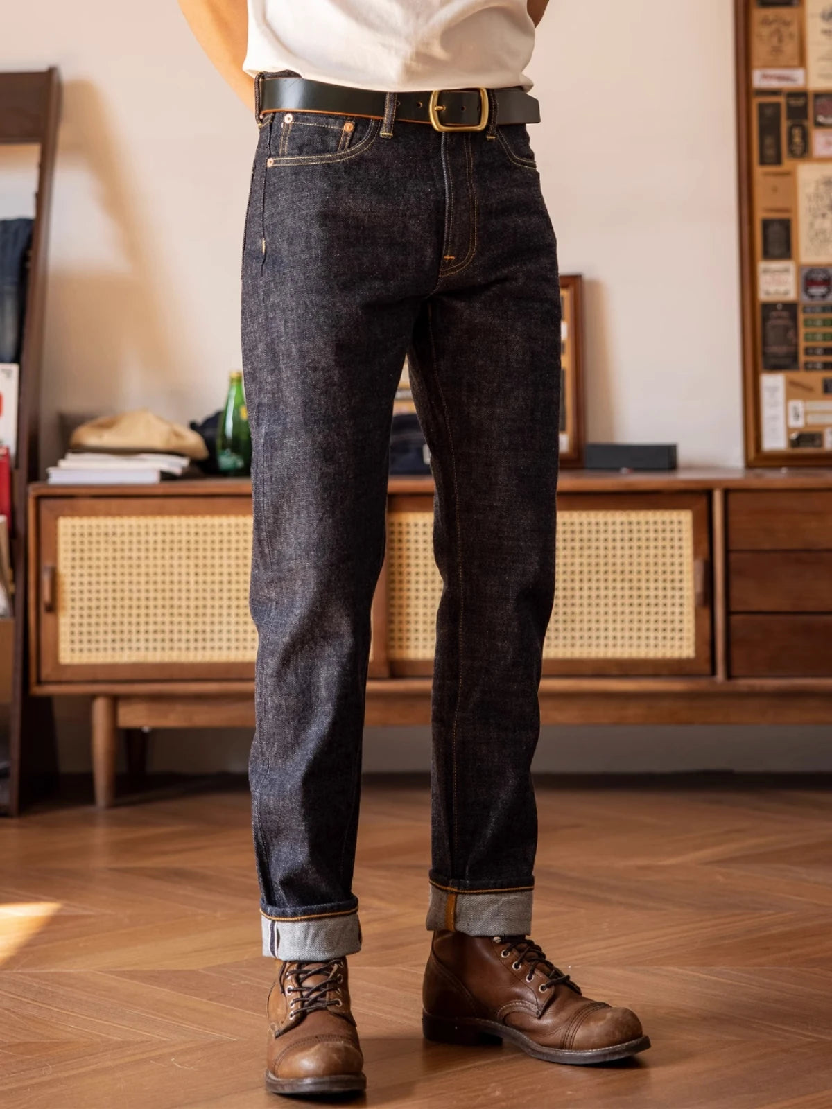 Piros Tornado Customized Tapered Jeans 14oz Selvedge Denim Nadrág Sanforized