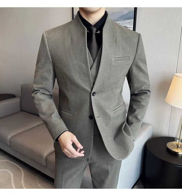 Koreai stílusú férfi öltönyszett, gyapjú blézer, kétrészes,férfi ruházat, 5XL-M