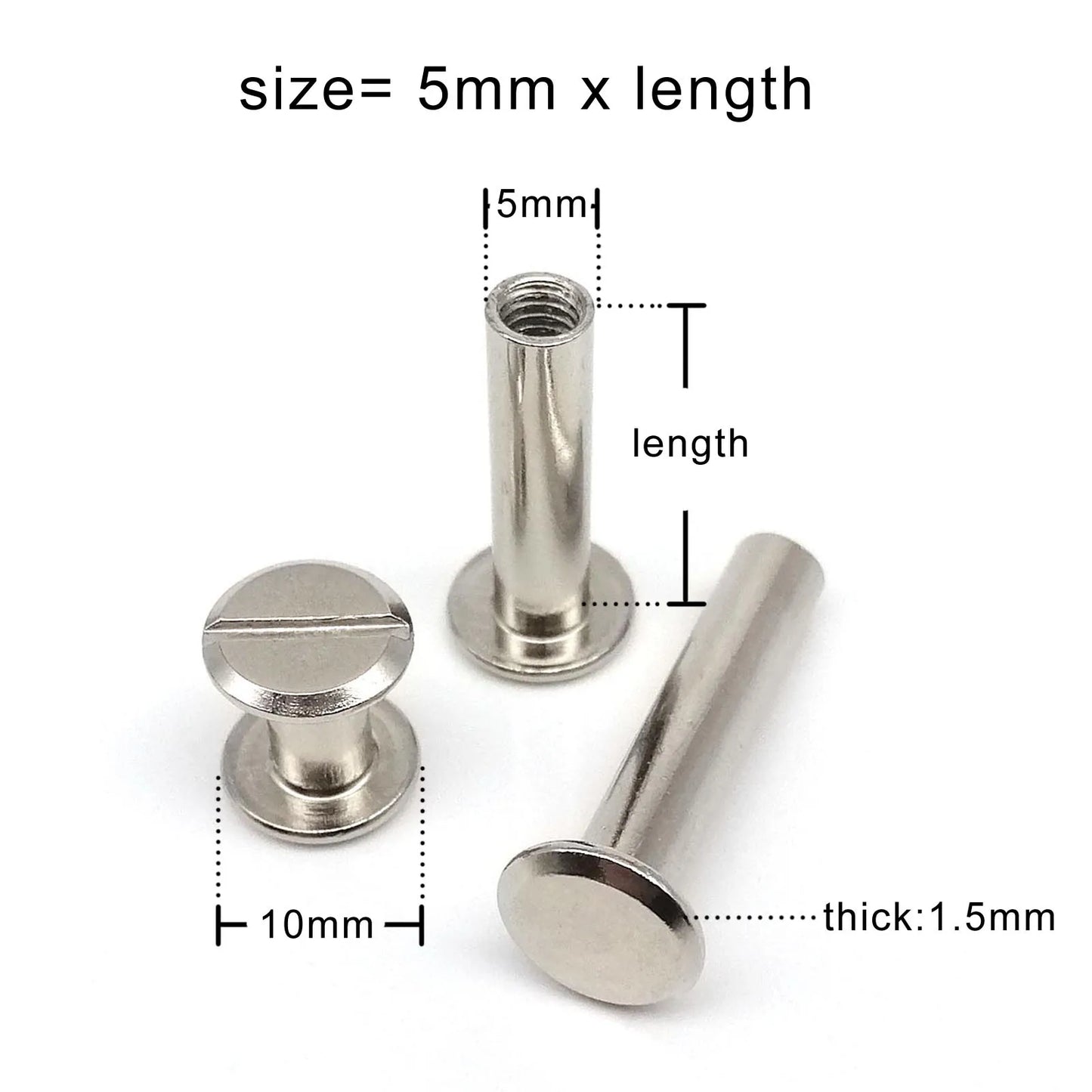 10 db Arany Ezüst Fekete M5x4-50mm Bőr Táska Öv Fotóalbum Számla Könyv Posta Kötés Chicago Csavar Szög Szegecs