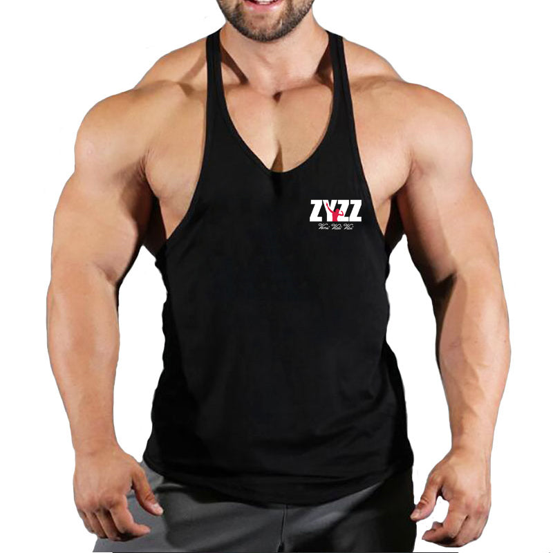 Férfi testépítő trikó, ujjatlan felső, fitnesz, pamut mintás