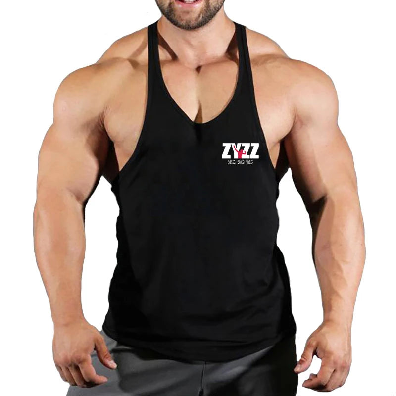 Férfi testépítő trikó, ujjatlan felső, fitnesz, pamut mintás