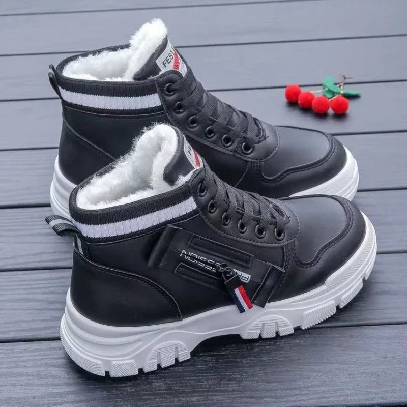 Női cipők, téli női csizma, divatos bársony pamut cipők, bokacsizma, platformcipő, magas szárú női tornacipő, Zapatos
