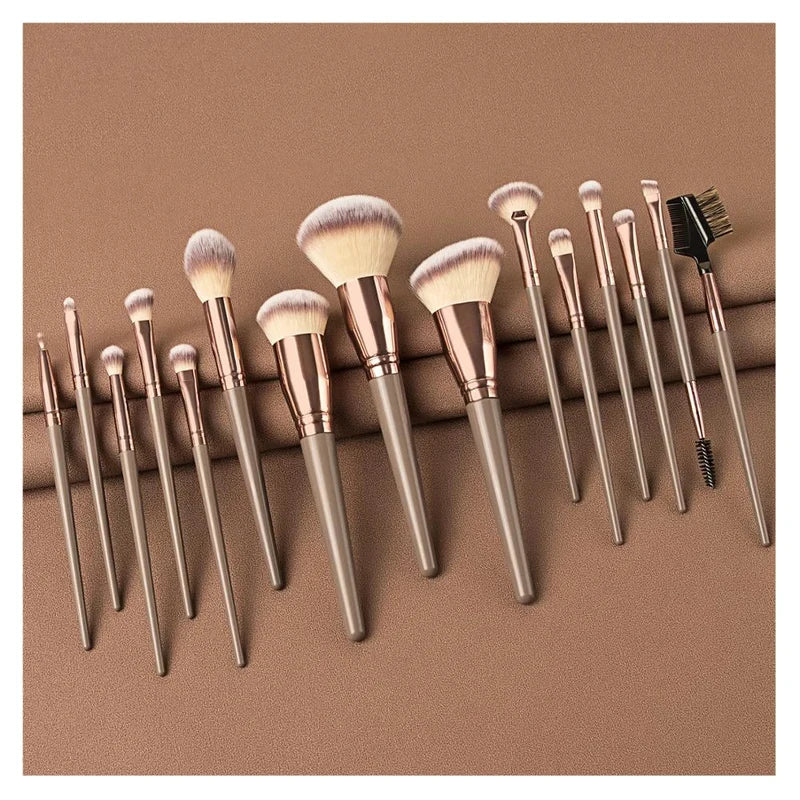 Sminkecset készlet, 15 db-os arc- és szemsminkecset készlet – alapozó púder pirosító ecset, szemhéjfesték szemceruza szemöldök ecset, highlighter ecset