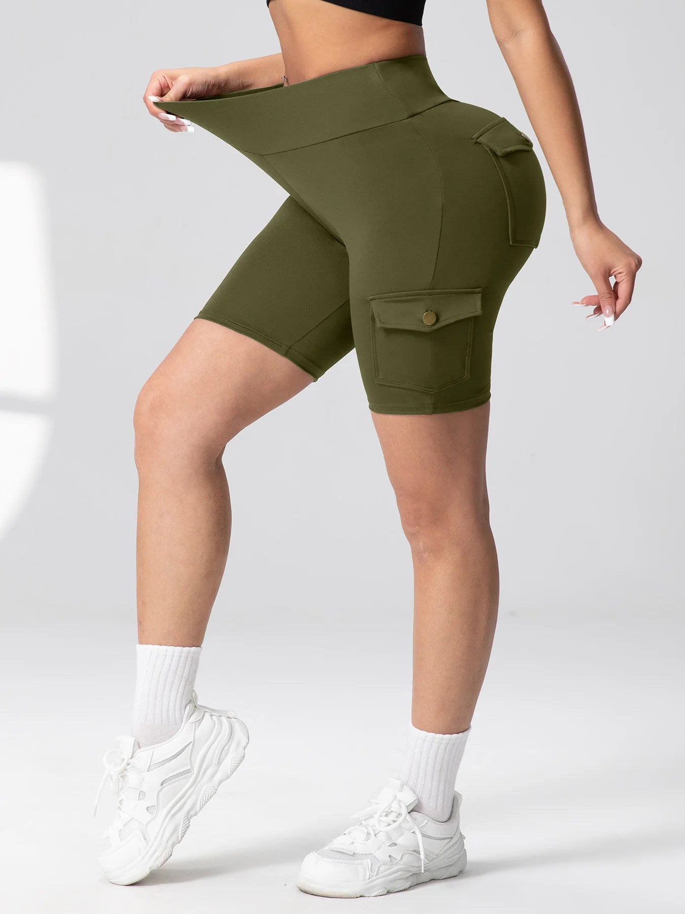 Zsebes edzőnadrág női magas derekú divatos fitnesznadrág vékony, rugalmas, kültéri, kényelmes sportleggings