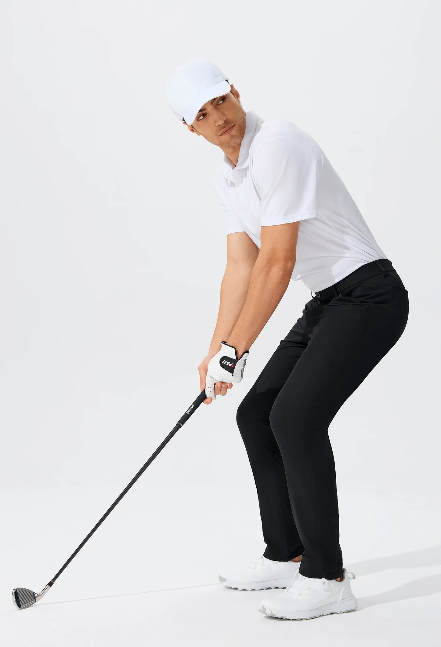 Férfi lezser golfnadrág, rugalmas, vékony, egyenes, könnyű, minőségi üzleti nadrág, golf sportnadrág, 30-34-es belső szárhossz
