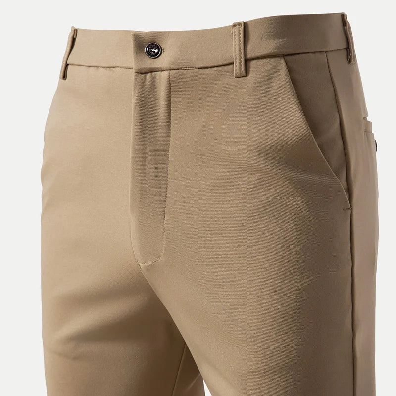 29-42 Férfi nyári vékony divatos üzleti lezser öltönynadrág hosszú nadrág rugalmas egyenes formális nadrág plus size 28-40