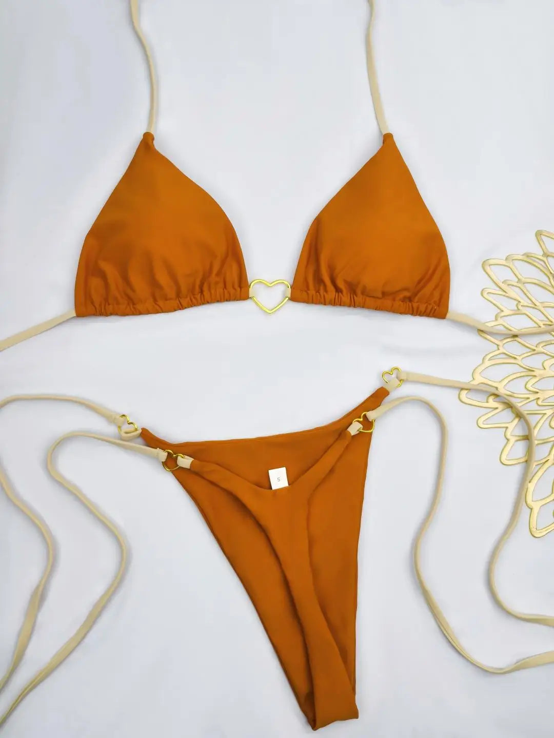 Új, egyszínű, fehér bikini női öltöny, alacsony derekú, fűzős, divatos, kétrészes fürdőruha szett