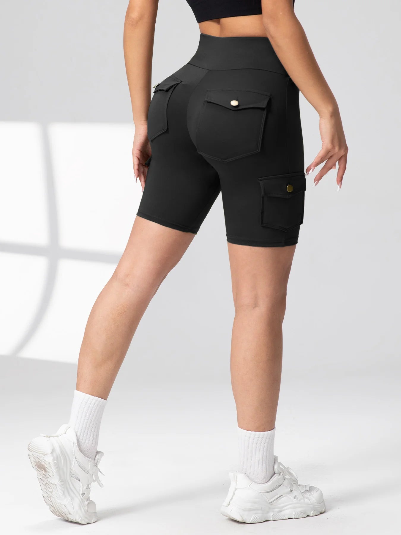 Zsebes edzőnadrág női magas derekú divatos fitnesznadrág vékony, rugalmas, kültéri, kényelmes sportleggings