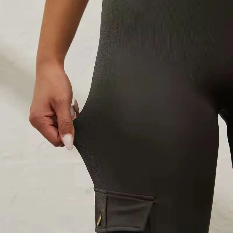 Zsebes edzőnadrág női magas derekú divatos fitnesznadrág vékony, rugalmas, kültéri, kényelmes sportleggings