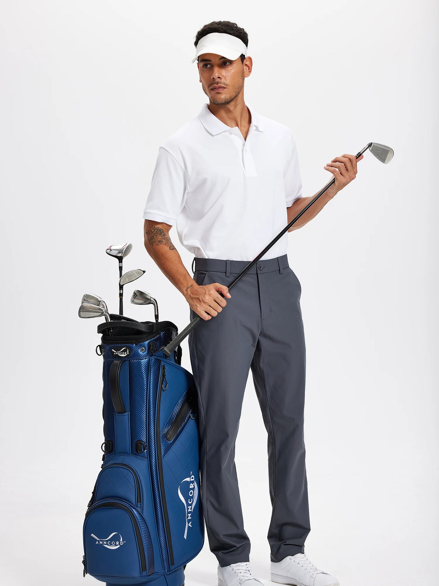 Férfi golfnadrág 30"/32"/34" Stretch munkaruha nadrág Slim, egyenes szabású, könnyű, minőségi üzleti nadrág, lezser öltönynadrág