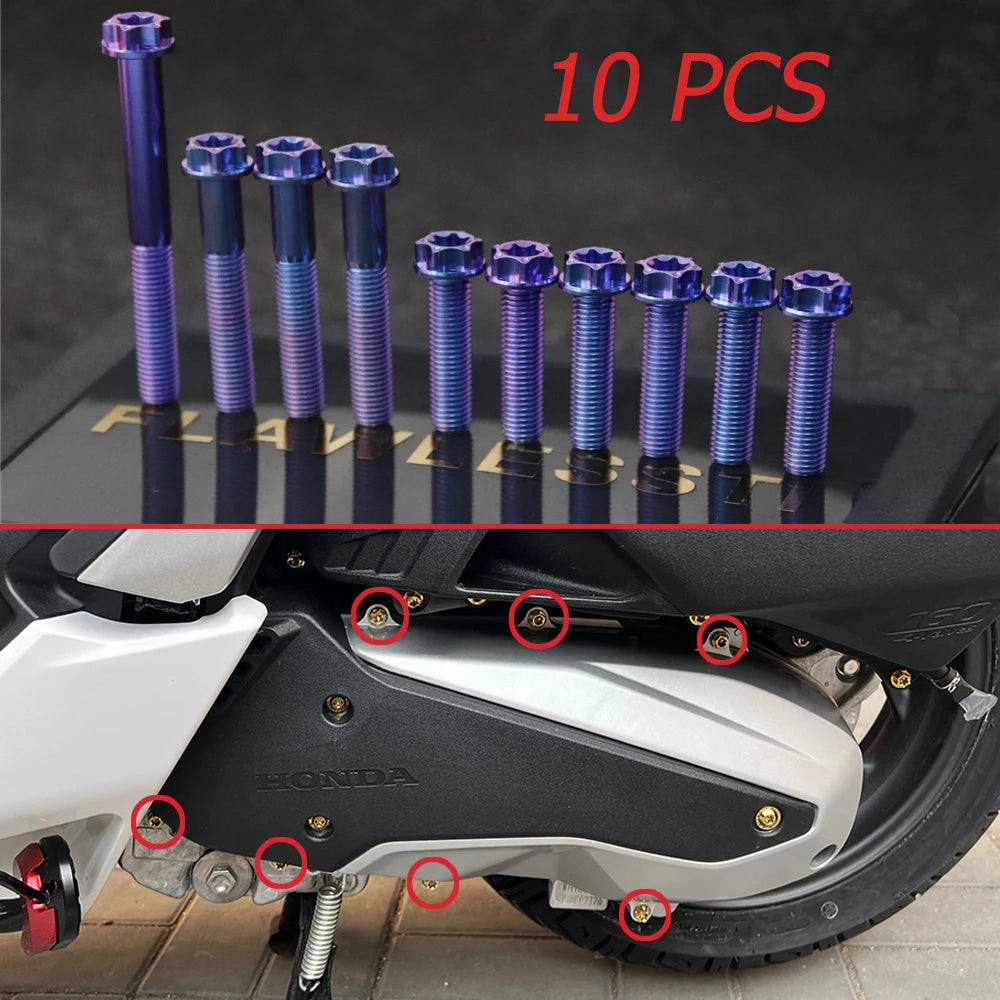 FLAWLESSTI Gr5 Titán forgattyúház Légszűrőház Hűtő Motorolaj Lengőkar Féktárcsa Kipufogócső Hátsó Lengéscsillapító Csavar Honda PCX 160-hoz