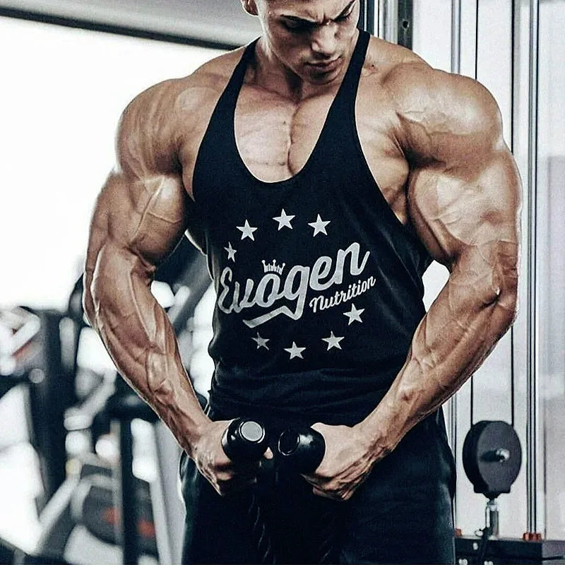 Muscle férfi sport trikó pamut edzőfelsők ujjatlan trikó férfi fitnesz