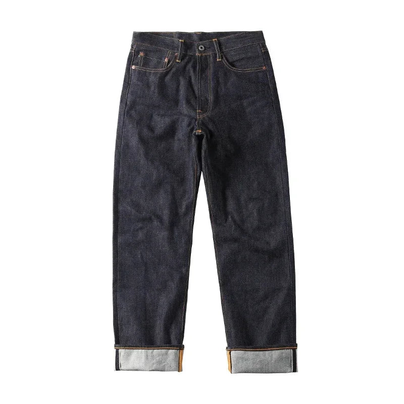 Piros Tornado 55501 Laza Egyenes Fazonú Férfi Farmer Raw Selvedge Farmer Nadrág Amekaji
