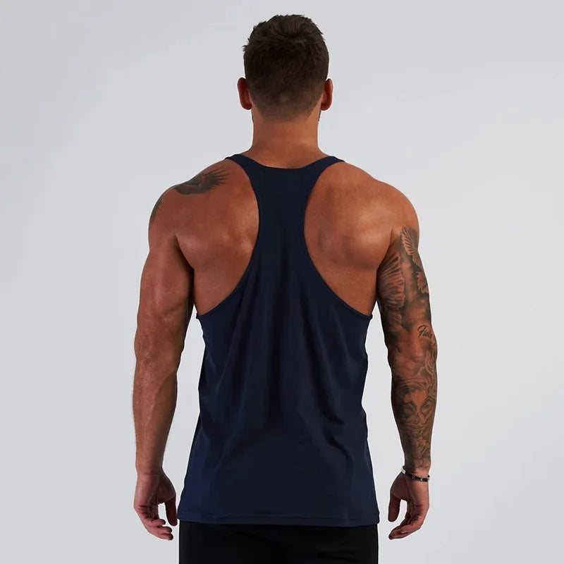 Muscle férfi sport trikó pamut edzőfelsők ujjatlan trikó férfi fitnesz