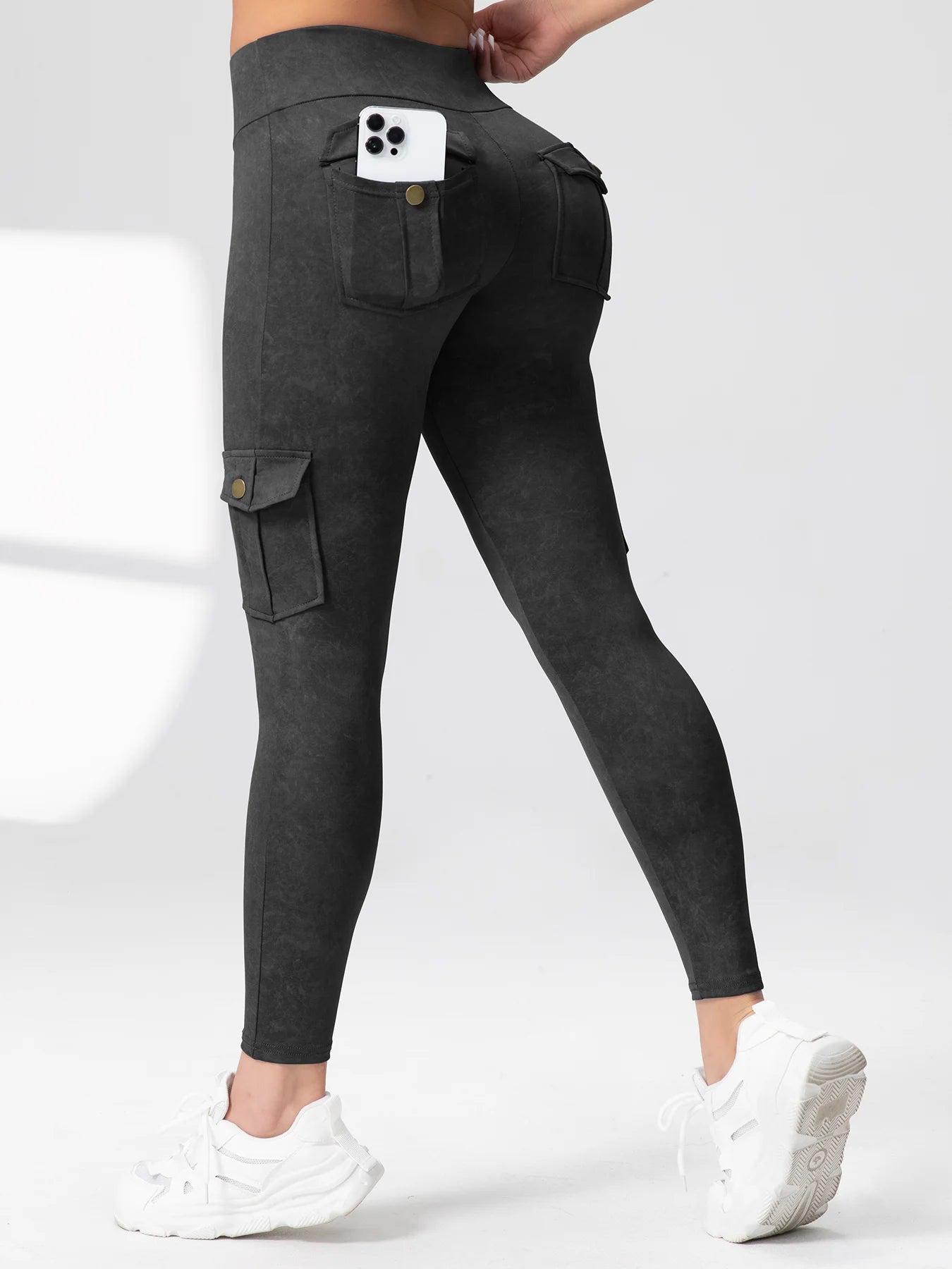 Zsebes edzőnadrág női magas derekú divatos fitnesznadrág vékony, rugalmas, kültéri, kényelmes sportleggings