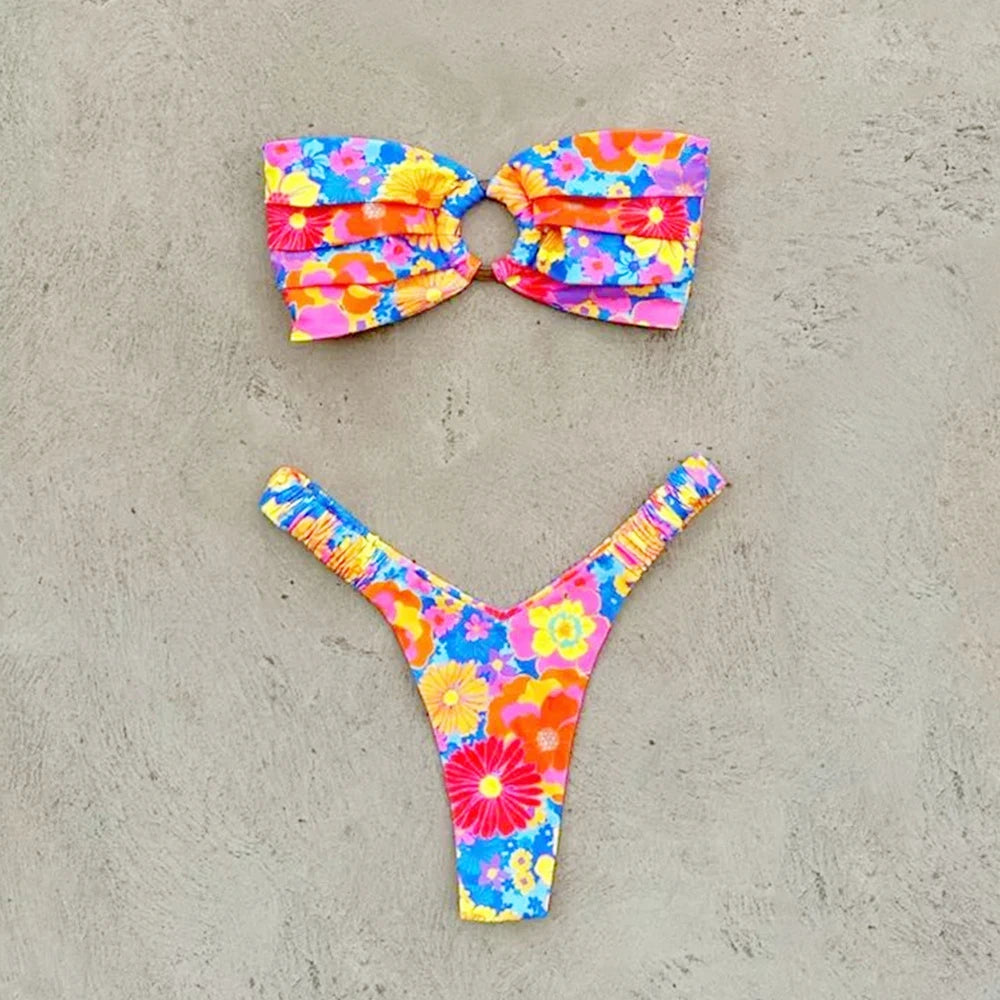 Micro Bikini Push Up Női Fürdőruhák 2026 Szexi Női Fürdőruha Brazil Bikini Szett tanga Biquini Fürdőruhák Nyomtatott Strandruha