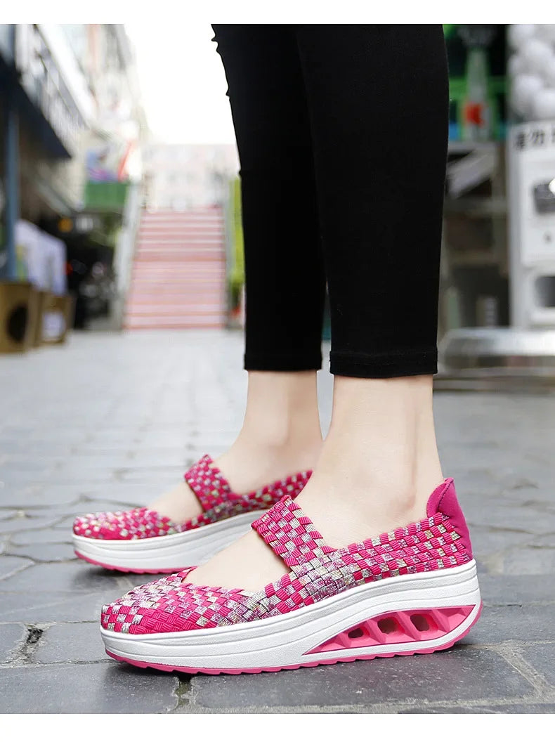 2025 Új Női Cipők Kézzel Szőtt Alkalmi Cipők Vastag Alsó Lélegző Egyszemélyes Szandálok Slip-on Lazy Travel Shoe Chaussure Femme