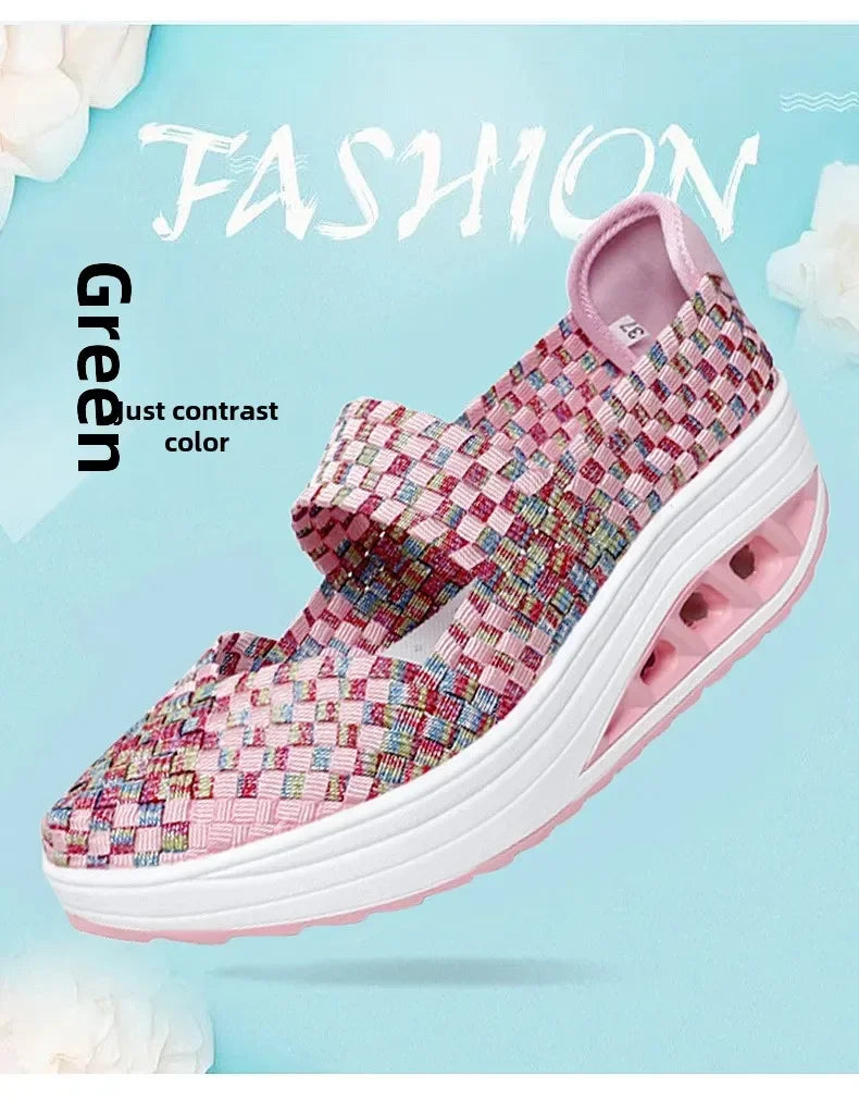 2025 Új Női Cipők Kézzel Szőtt Alkalmi Cipők Vastag Alsó Lélegző Egyszemélyes Szandálok Slip-on Lazy Travel Shoe Chaussure Femme