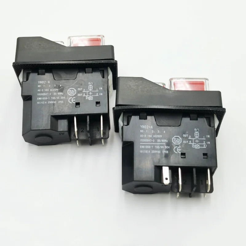 YH02-A 4/5 tűs elektromágneses indító nyomógombos kapcsolók 16A AC250V IP55 vízálló kerti szerszámgép, KJD17 helyettesítésére