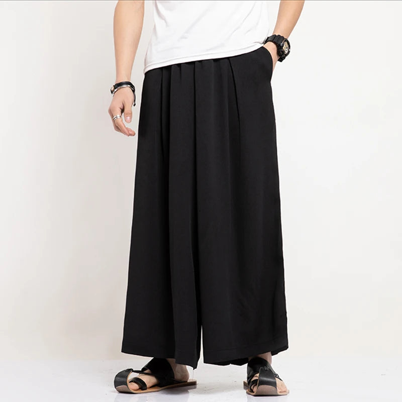 INCERUN Férfi Széles Egyszínű Laza Jogger Nadrág Rugalmas Derku Utcai Viselet Vintage 2024 Hétköznapi Hosszú  S-5XL