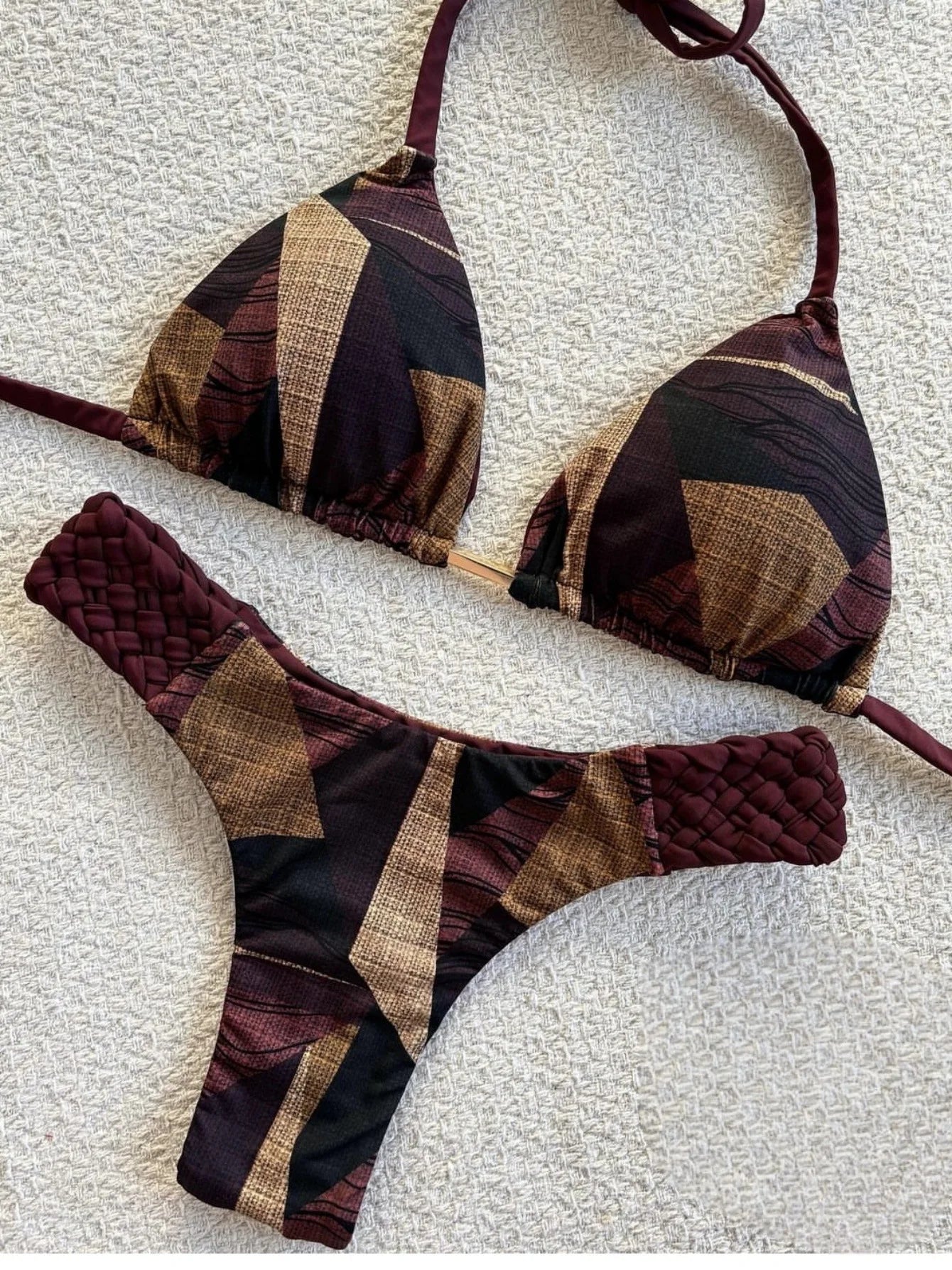 RUOTONSEPT nyomtatott pántnélküli mini tanga magas kivágású bikini női fürdőruha női fürdőruha kétrészes bikiniszett fürdőruha úszás