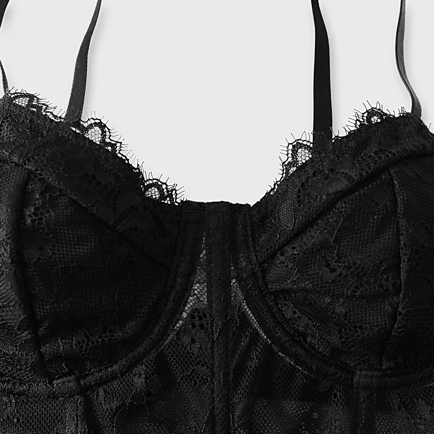 Szexi fekete, félig átlátszó, hálós melltartó, push-up női csőfelső, fűzős, bustier mellény, klubparti, crop top, elegáns fehérnemű