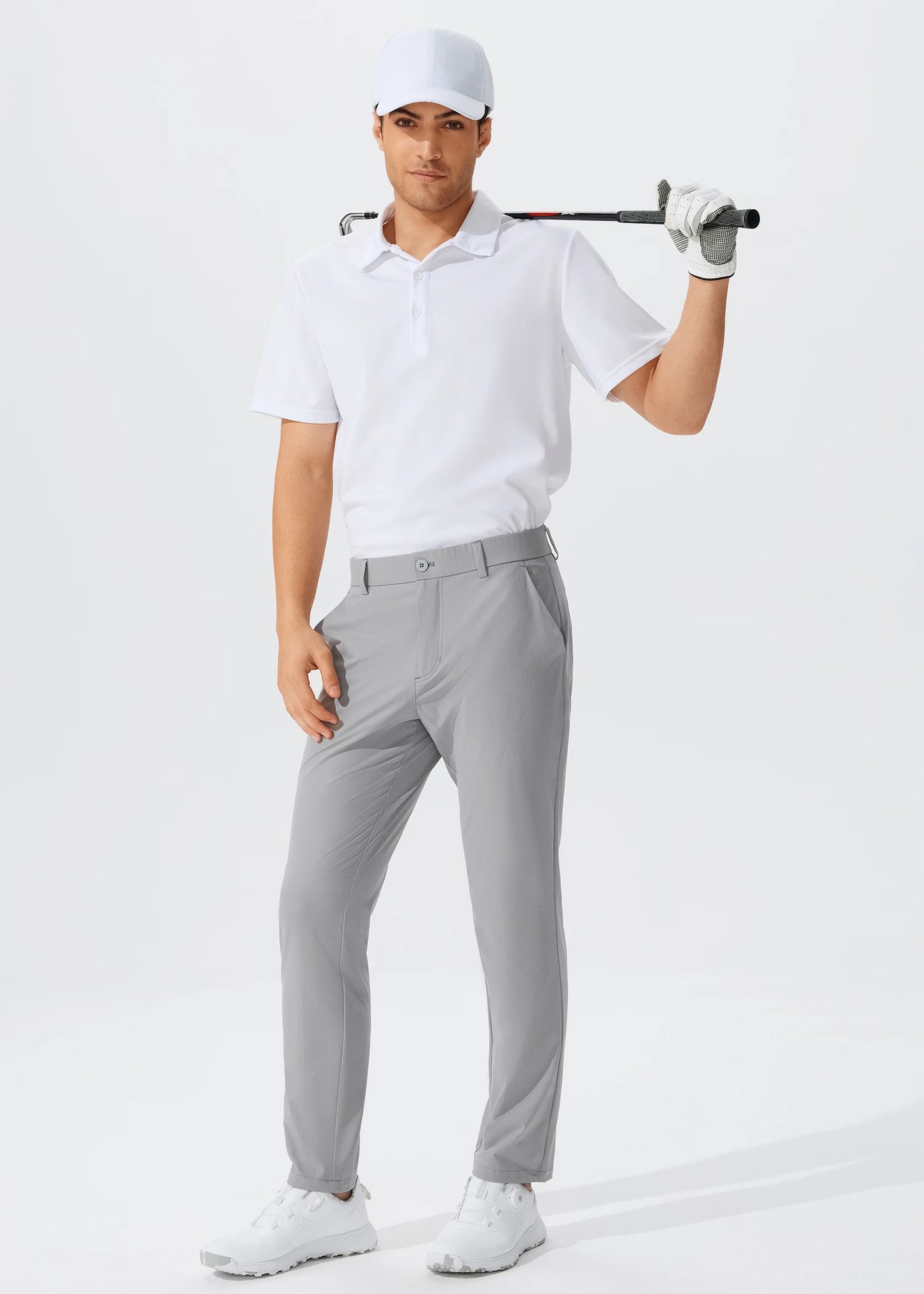 Férfi lezser golfnadrág, rugalmas, vékony, egyenes, könnyű, minőségi üzleti nadrág, golf sportnadrág, 30-34-es belső szárhossz
