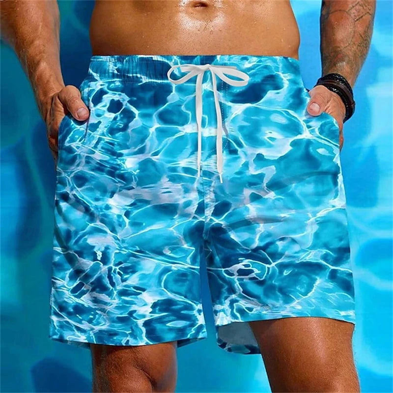Nyári hawaii férfi strandnadrág 3D nyomtatott kókuszpálma mintás úszónadrág