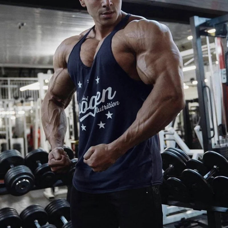 Muscle férfi sport trikó pamut edzőfelsők ujjatlan trikó férfi fitnesz