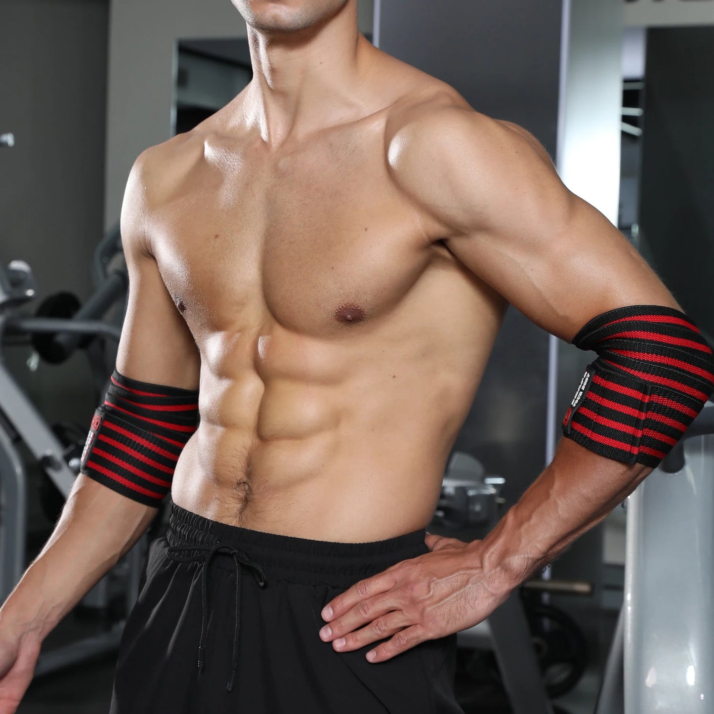 WOSWEIR-Könyökvédő, Professzionális edzőtermi fitneszfelszerelés, Súlyemelő férfi rugalmas nyomás alatti merevítő, Könyöktámasz