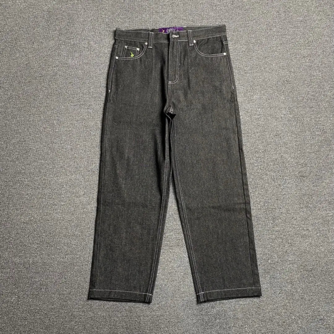 Új Always Jeans Kiváló minőségű Nyomott Hímzésű Egyenes Farmer Fekete Nadrág Férfi Farmer Mintás Trendi Utcai Viselet Always Jeans Férfi