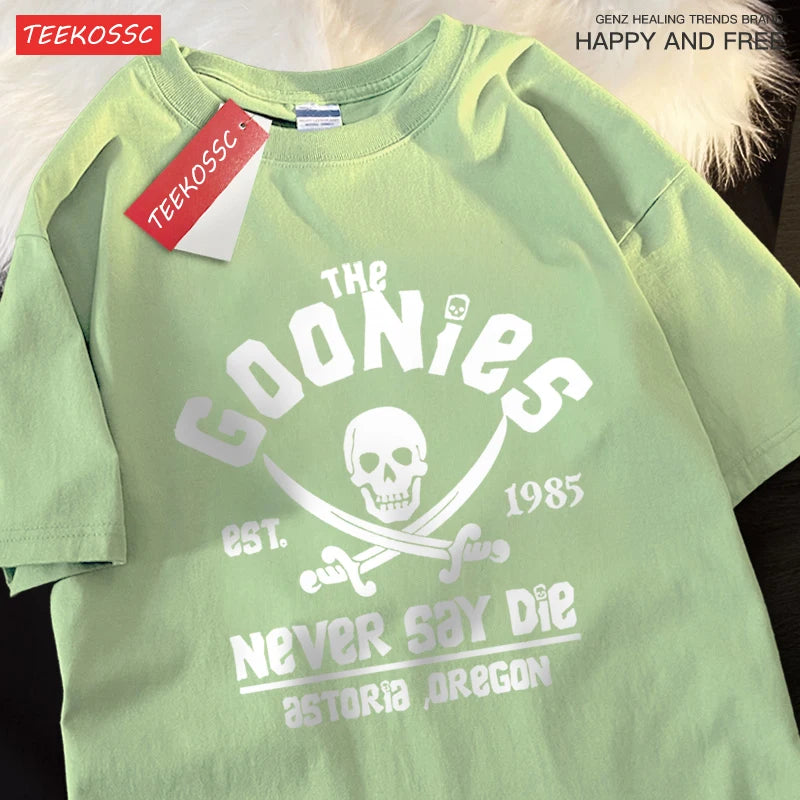 A Goonies Never Say Die pólók Férfi Női Kényelmes, kereknyakú Lélegző pamut Utcai laza páros ruházat