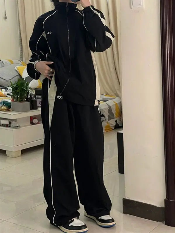 Női lezser, bő, cargo nadrág, húzózsinóros, utcai viselet, laza, túlméretezett, széles szárú, sport, vintage hip-hop, Y2K jogger nadrág